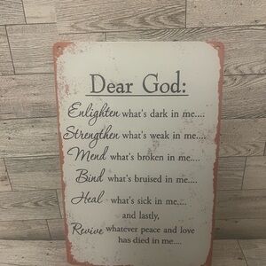 Dear God Prayer Wall Sign - Cream and Rust Home Wall Decor